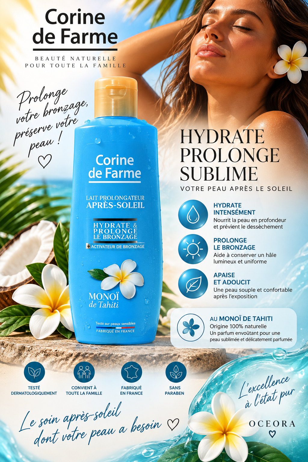 🌴 Lait Prolongateur Après-Soleil – Monoï de Tahiti – 250 ml